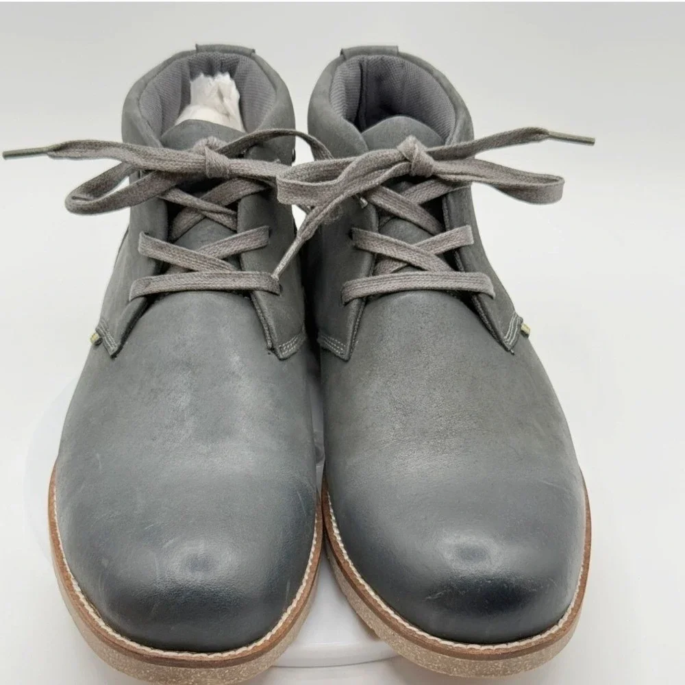 Thomas & Vine Giddeon Chukka Boots Size 8 Mens Grey Leather Lace Up Mid Top NEW